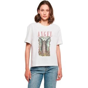 Miss Tee Dames T-shirt Angel Tee, casual T-shirt met print op de voorkant, regular fit, katoen, maten XS - 5XL, wit, L