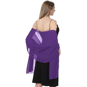 Chiffon Shawls and Wraps for Evening Dresses Women Elegant Soft Scarf Bridal Scarve Wedding Stole(Purple(chiffon), One Size)