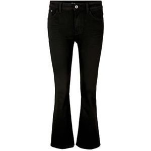 TOM TAILOR Dames Kate Cropped Bootcut Jeans van biologisch katoen 1029398, 10240 - Black Denim, 27W / 28L
