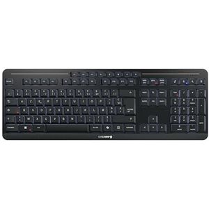 CHERRY STREAM KEYBOARD ULTIMATE, Draadloos Toetsenbord voor Maximaal 4 Apparaten, Franse Indeling (AZERTY), Bluetooth, 2,4 GHz & Kabel, Met Verlichting, Zwart
