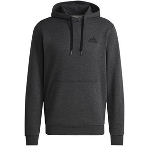 adidas Heren Essentials Fleece Hoodie, dark grey heather/black, S