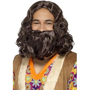 Hippie/Jesus Wig & Beard Set, Brown