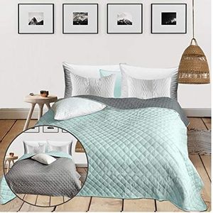 Homelevel Bedsprei/sofaplaid, dagdeken, plaid, XXL-deken, 240 cm x 220 cm, mint/grijs