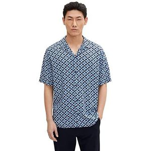 TOM TAILOR Uomini resort shirt met korte mouwen 1031037, 29587 - Navy Big Shapes Design, L