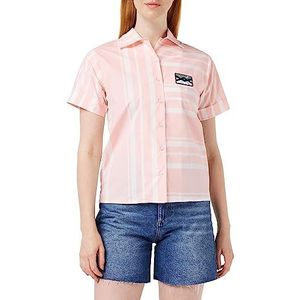 United Colors of Benetton Shirt 5ULPDQ044, pastel roze met witte strepen 74L, XS dames, Roze pastel met witte strepen 74 l, XS