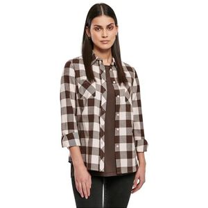 Urban Classics Dameshemd, geruit flanellen shirt, lange mouwen, verkrijgbaar in vele kleuren, maten XS - 5XL, roze/bruin, M