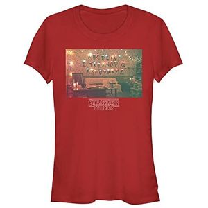Stranger Things Vrouwen Christmas Lights Short Sleeve T-Shirt, Rood, L, rood, L
