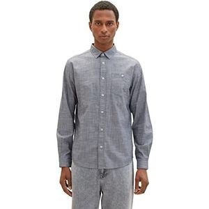 TOM TAILOR Herenhemd met verstelbare mouwlengte, 31827 - Navy White Slub Chambray, XXL