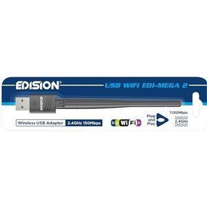 EDISION USB WiFi Adapter EDI-MEGA 2, WiFi Dongle MTK7601, 150Mbps, 2.4GHz, Kantelbare antenne, compatibel met Picco T265 pro HD, Ping T2/C, Proton S2 plus, Klein, Piccoll, Windows & Linux