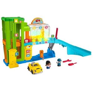 Fisher-Price Little People Leerwerkplaats met lichten en geluiden, speelset met 2 figuren en accessoires, speelgoed voor baby's + 1 jaar, Spaanse versie + Portugees + Italiaans + Engels (HYH57)