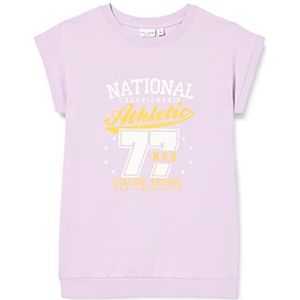 NAME IT Nkfvelua Ss Long Sweat Unb J sweatshirt voor meisjes, Wit Alyssum/Aop: vlinder, 122/128 cm