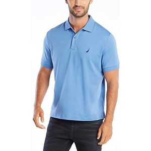 Nautica Klassiek fit poloshirt met korte mouwen voor heren, effen, zacht katoen, Rivieria Blauw Solid, S