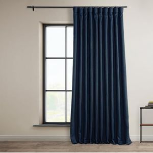 HPD Half Price Drapes Extra breed linnen kamer verduisterend gordijn (1 paneel) 100 X 84, BOCH-LN1853-84-DW, Indigo