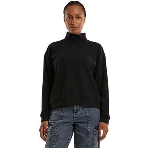 Urban Classics Light Terry Troyer Sweatshirt voor dames, zwart, 5XL