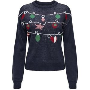 ONLXMAS LS Balloon O-Neck Box KNT, Night Sky/patroon: snaarlampen, XL