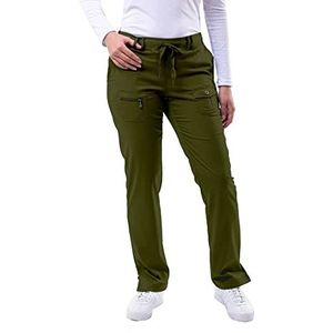 Adar Pro-scrubs voor dames - yoga-scrubbroek met skinny pijpen - P4100P - Olive - XXS