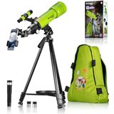 Bresser Kindertelescoop Astronomische Reisrefractor voor Beginners 70/400 AZ-Mount met Statief, Zoeker Telescoop, Rugzak, Smartphone Adapter