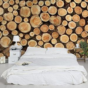 Apalis Vliesbehang hout nummer YK18 boomstammen breed | vlies behang wandbehang foto 3D fotobehang voor slaapkamer woonkamer keuken | bruin, 104860