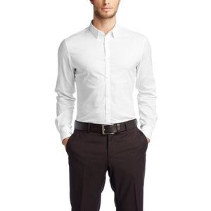 ESPRIT Collection Heren Slim Fit Businesshemd 024EO2F008 Katoenen hemd met lichte structuur