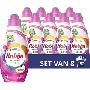 8x Robijn Klein & Krachtig Wasmiddel Pink Sensation 19 Wasbeurten 665 ml - Multipack