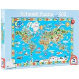 Schmidt - SCH-56118 - Geweldige Wereld, 200 stukjes Puzzel - vanaf 8 jaar - landkaarten puzzel