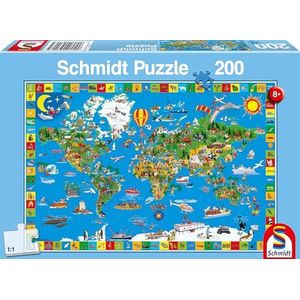 Schmidt - SCH-56118 - Geweldige Wereld, 200 stukjes Puzzel - vanaf 8 jaar - landkaarten puzzel