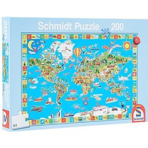 Schmidt - SCH-56118 - Geweldige Wereld, 200 stukjes Puzzel - vanaf 8 jaar - landkaarten puzzel