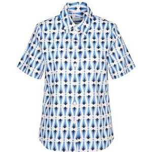 Seidensticker Hemdblouse voor dames, modieuze blouse, regular fit, hemdblousekraag, korte mouwen, 100% katoen, blauw, 38