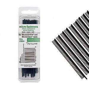 MicroStitch Zwarte navulverpakkingen sluitingen - gebruik met MicroStitch labelpistoolkit voor quilten, verstellen, hijabs, plooien, zomen, naden, prijzen, mode, doe-het-zelf - 1200 x 4,4 mm