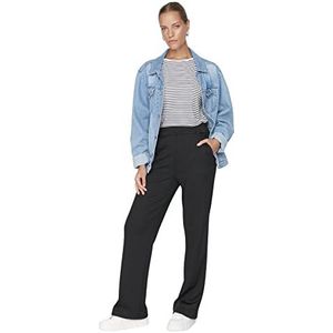 Trendyol Dames ontwerp hoge taille rechte pijpen joggingbroek, Zwart, XL