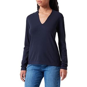 Sisley Womens V Neck L/S 14ETM4228 Sweater, Blue 06U, S