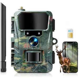 WOLFANG 4G LTE mobiele wildcamera, landelijke 4G LTE, 2K 36MP mobiele trailcamera met APP-bediening, super nachtzicht, 2.0'TFT-display, 0.2s trigger, bewegingsgeactiveerd, waterdicht
