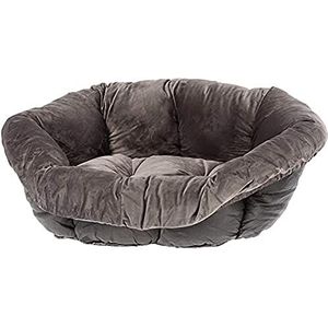 Ferplast kussen voor hondenmand, kattenmand SOFA' PRESTIGE 2, van fluweel, matras, gewatteerd kussen voor kunststof hondenmand, vervangende hoes voor hondenmand, kattenmand, wasbaar, 52 x 39 x h 21 cm, Grijs