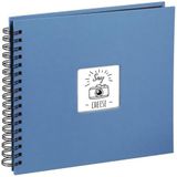 Hama Fotoalbum Jumbo 36x32 cm (spiraal-album met 50 zwarte pagina's, fotoboek met pergamijn scheidingsbladen, album om in te plakken en zelf vorm te geven) azuurblauw