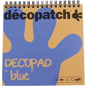 Décopatch - Ref BLOC04O - Decopad - Blue Papers - 15cm x 15cm, 48 vellen, 12 patronen, Kleinere Schaal Décopatch Sheets, Geschikt voor Mach, Hout, Metaal, Kunststof & Meer