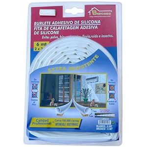 Tochtstopper, siliconen, 6 m, wit