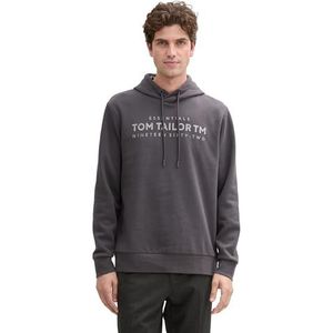 TOM TAILOR Herenhoodie met logo-print, 10899 - Tarmac Grey, XXL