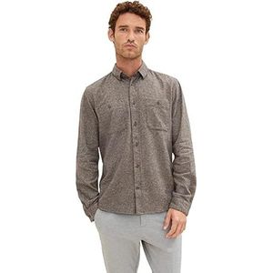 TOM TAILOR Uomini Overhemd met structuur 1033710, 30752 - Navy Brown Grindle Structure, L