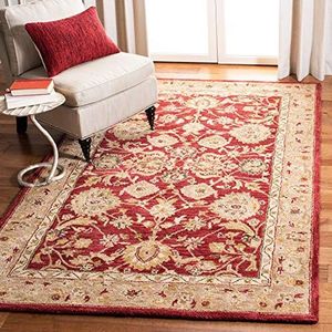Rechthoekig tapijt voor binnen, traditioneel handgetuft, AN522, in rood/ivoor, 122 x 183 cm, voor woonkamer, slaapkamer of elke andere binnenruimte van SAFAVIEH.