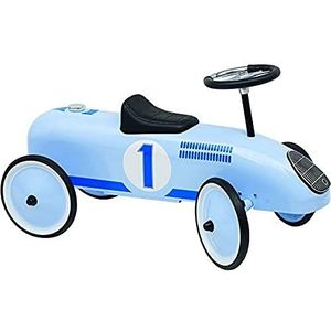 Goki Klassieke blauwe metalen Ride-On raceauto