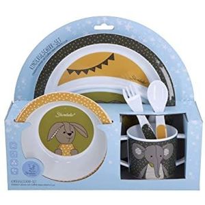 Sterntaler Kinderservies set 5-delig Olifant Eddy en Haas Happy