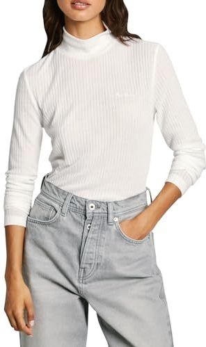 Pepe Jeansvoor vrouwen. PL505978 T-shirt Flory kastanjebruin (L), Casual, Granaatappel, Polyester, Lange mouwen