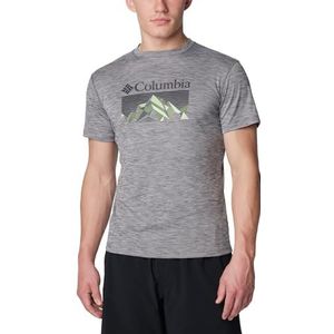 Columbia Heren Zero Rules grafisch shirt met korte mouwen, grijs City Grey Heather, Fractal Peaks, L