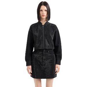 Armani Exchange Shiny Denim Mini Rok voor dames, zwart denim, S