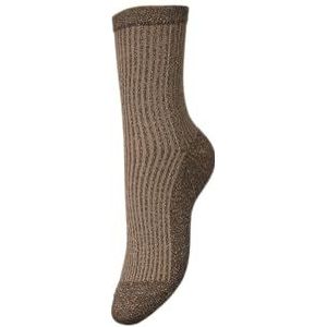 Pieces Glitter dames sokken 1-paar - streep - Biologisch katoenen vrouwen sokken - Kleur: Beige, Maat: Onesize - Beige