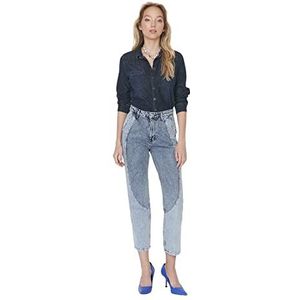 TRENDYOL Damesjeans, middelhoge tailleband, brede pijpen, blauw, 42