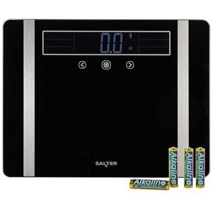 Salter Extra Wide Analyser Scale – Digitale Weegschaal voor lichaamsgewicht/vet/water, BMI/BMR, spier-/botmassa, 10 gebruikersgeheugen, 250KG capaciteit, 15 jaar garantie, SA00576ARFEU12