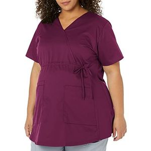 WonderWink 145AWINEMD Wonder Work Zwangerschaps Mock Wrap Top voor dames, wijnrood, standaardmaat M