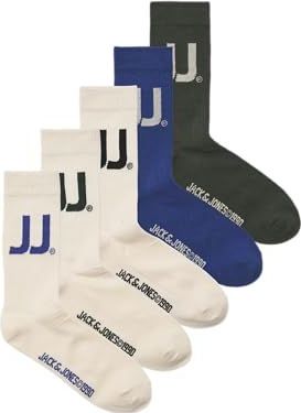 Jack & Jones - JACKAI - Huissokken - Crème - Donkerblauw - Donkergroen - Zwart - 5 Pack