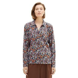 TOM TAILOR T-shirt voor dames, 32370 - Navy Small Tie Dye Floral, XS